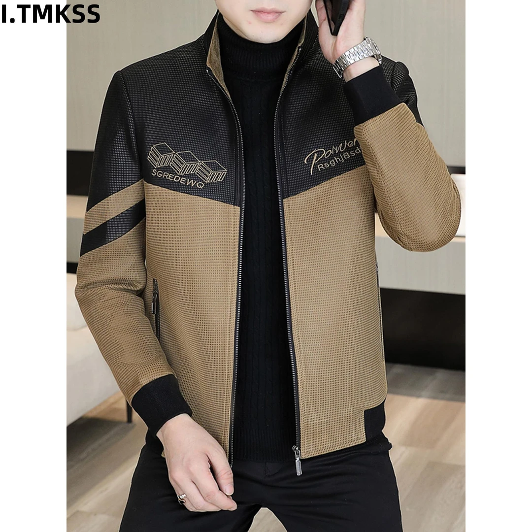 2026秋冬季立领夹克男韩版潮流修身拼色毛呢外套加绒加厚帅气短款