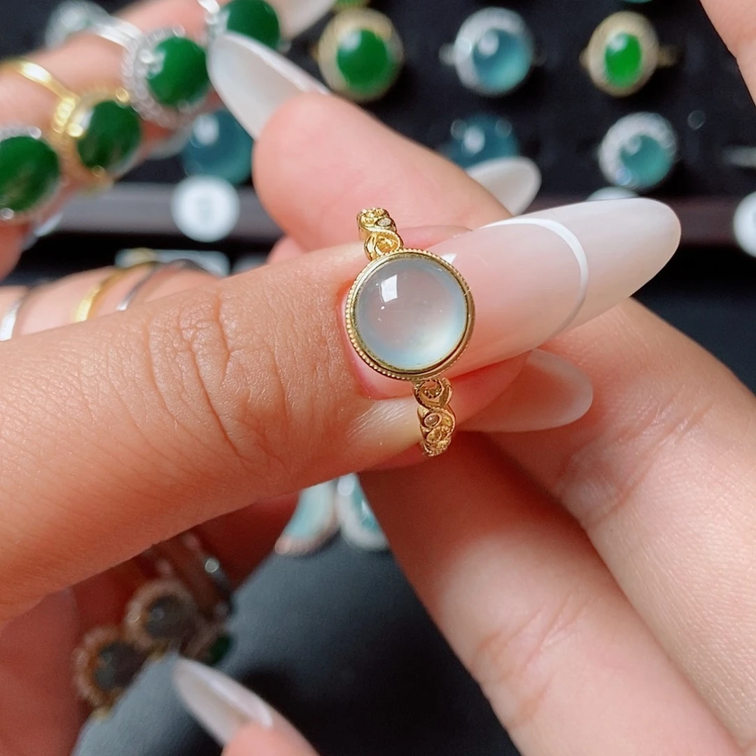 翡翠戒指银S925镶嵌55254