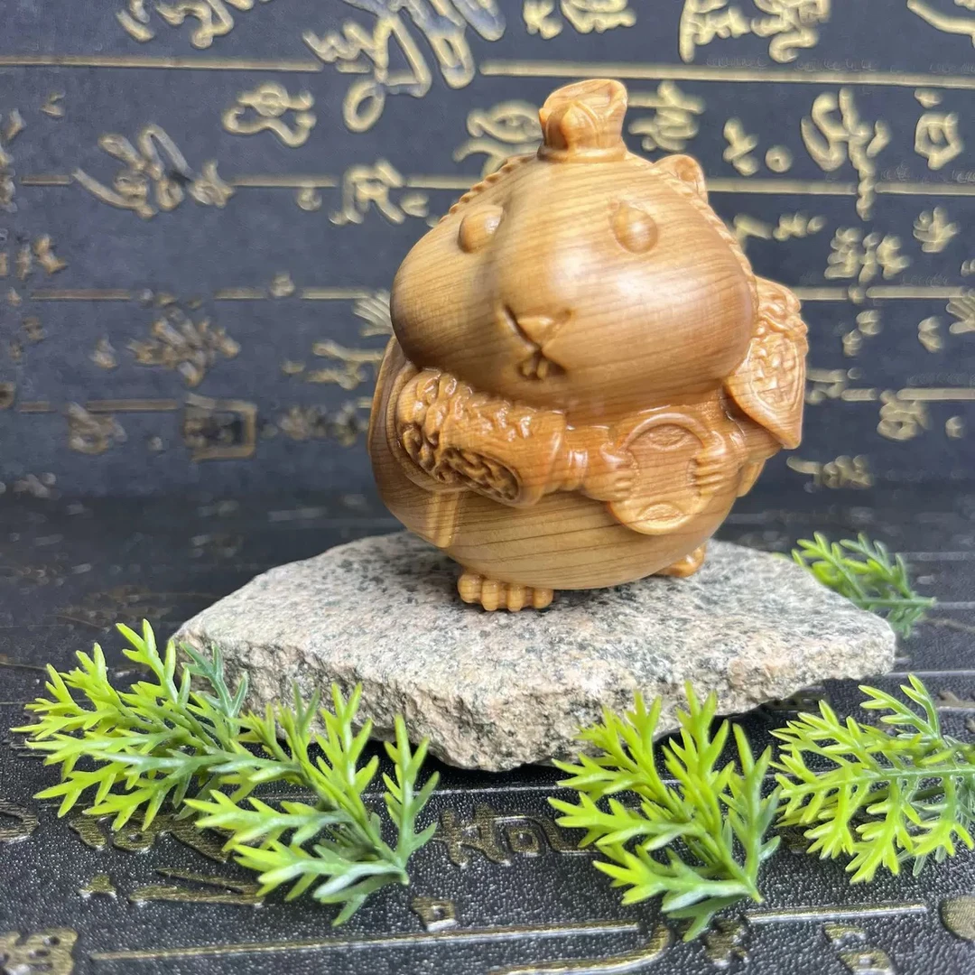 太行崖柏木雕鼠将军创意手把件生肖鼠工艺品摆件