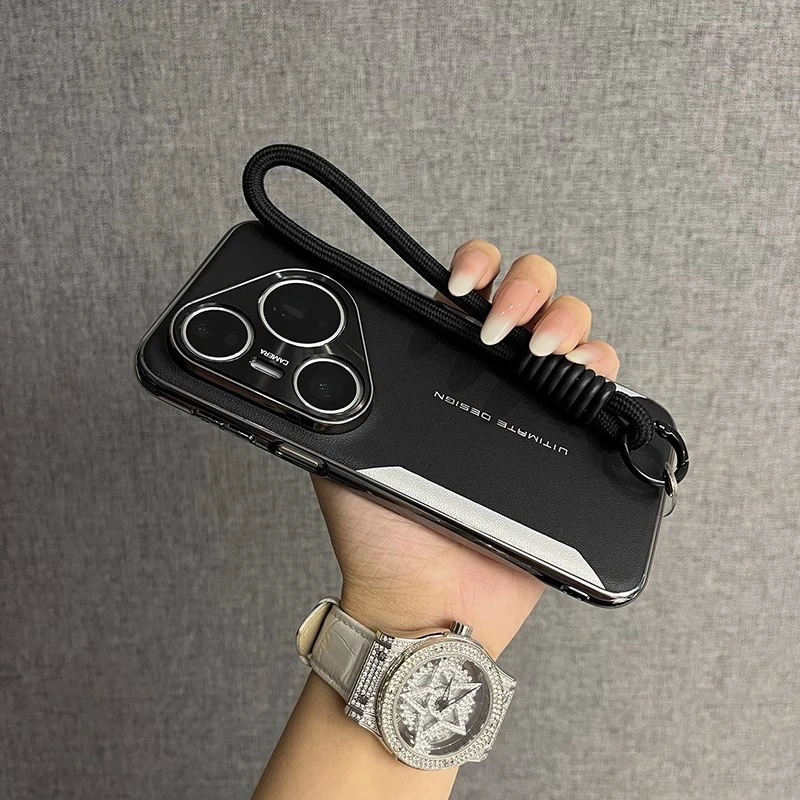 适用华为pura80pro+手机壳新款商务pura80素皮保护套ultra防摔潮