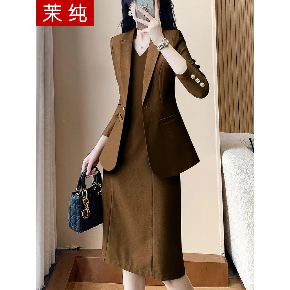 西装外套女2026新款绿色长袖独特漂亮小西服洋气裙高端职业工作服