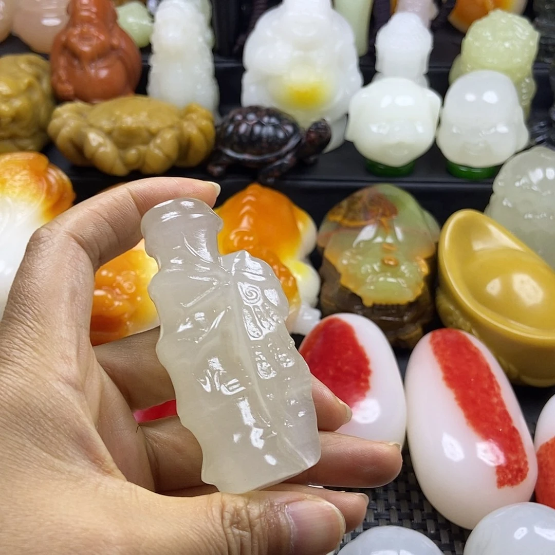 无花朵原石手把件