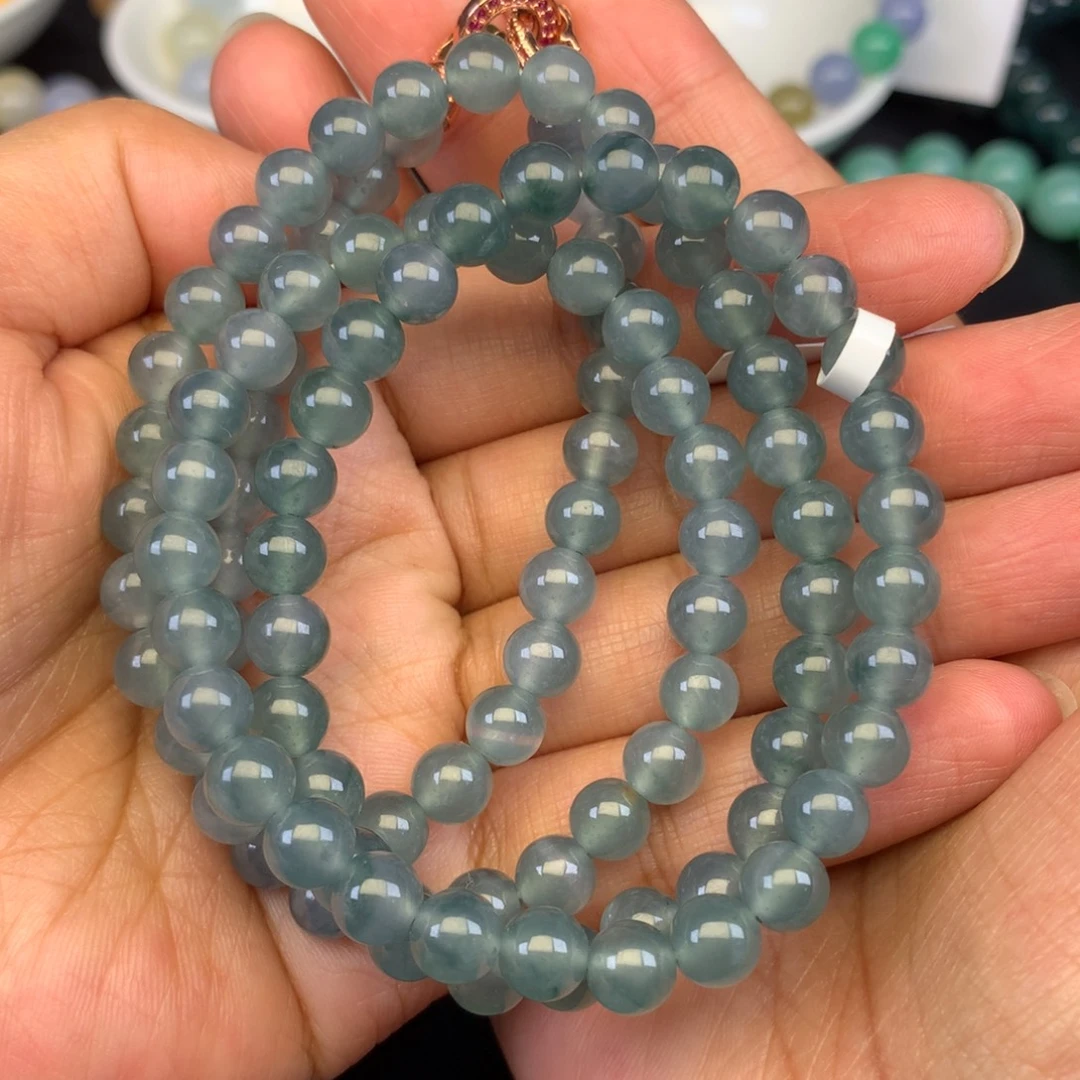 翡翠未镶嵌颈饰天然危地马拉翡翠卡6+长串