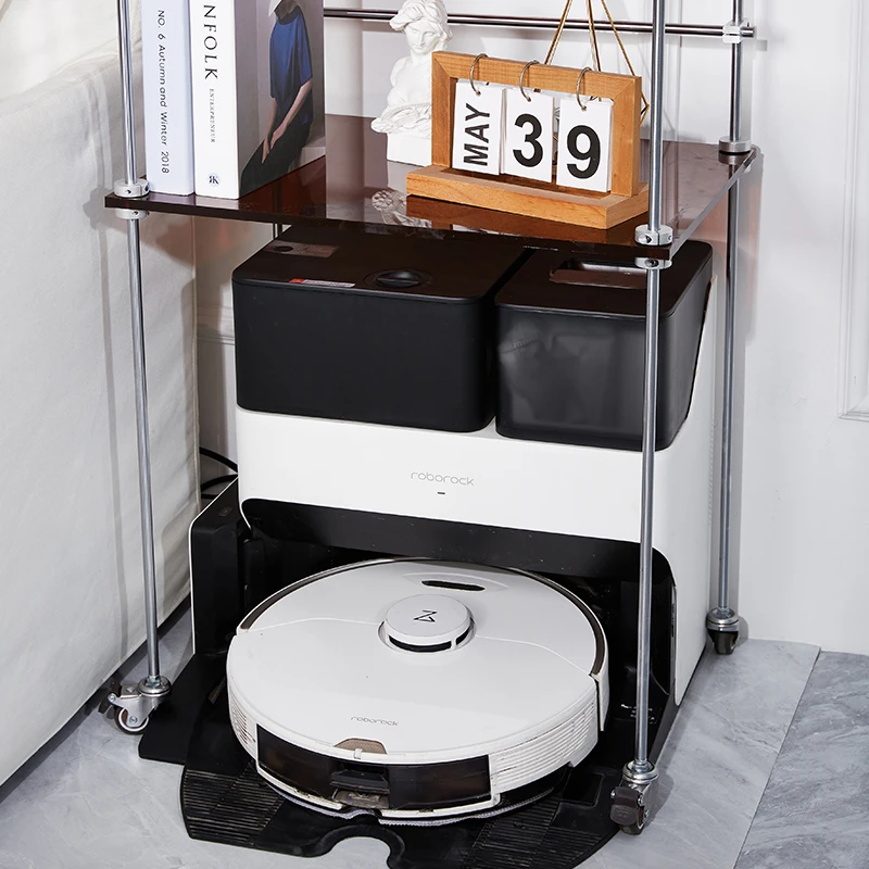 扫地机器人架子亚克力光轴石头科沃斯云鲸置物架可移动小推车上架