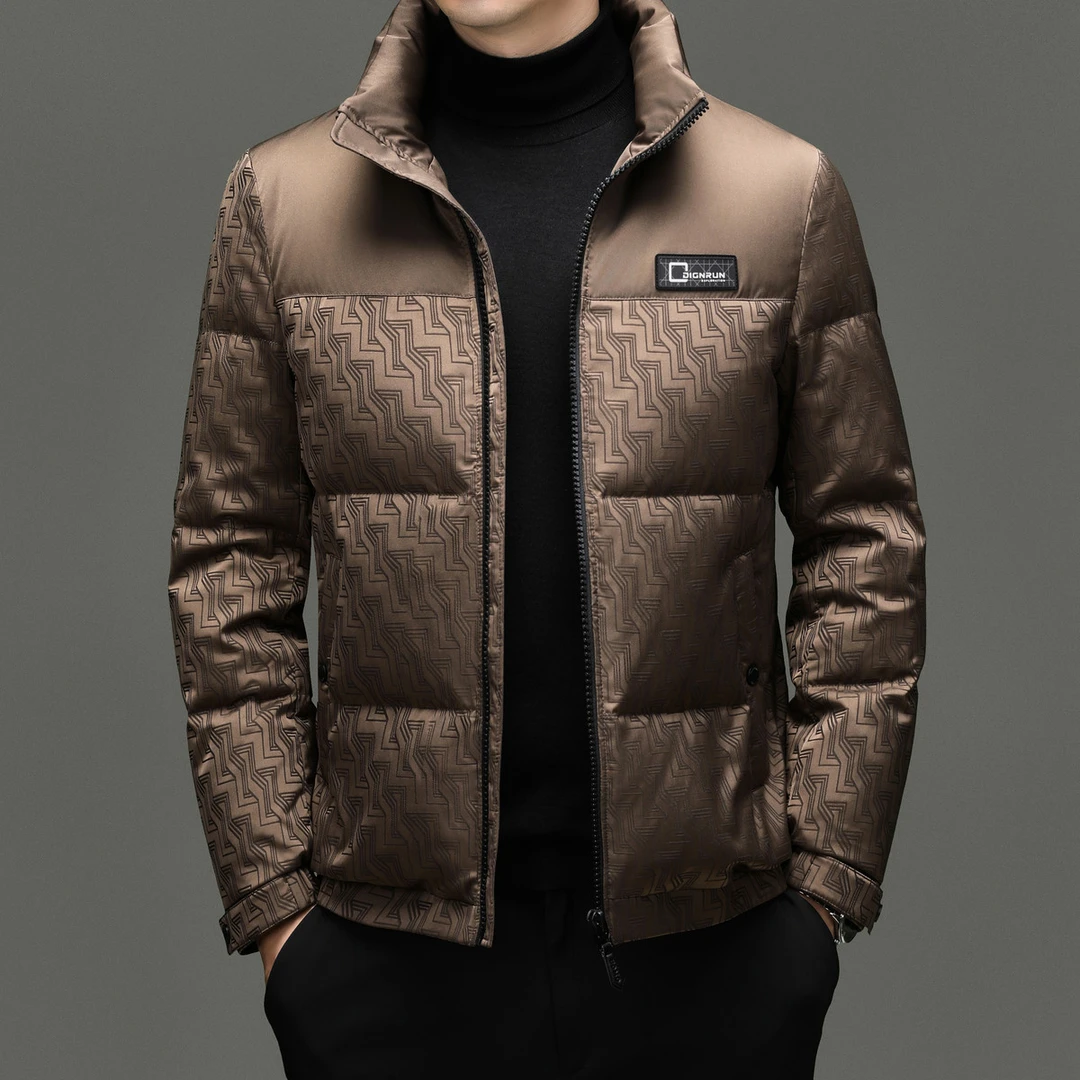 皮尔卡丹高端大牌2025冬季新款男士羽绒服商务休闲白鸭绒立领外套