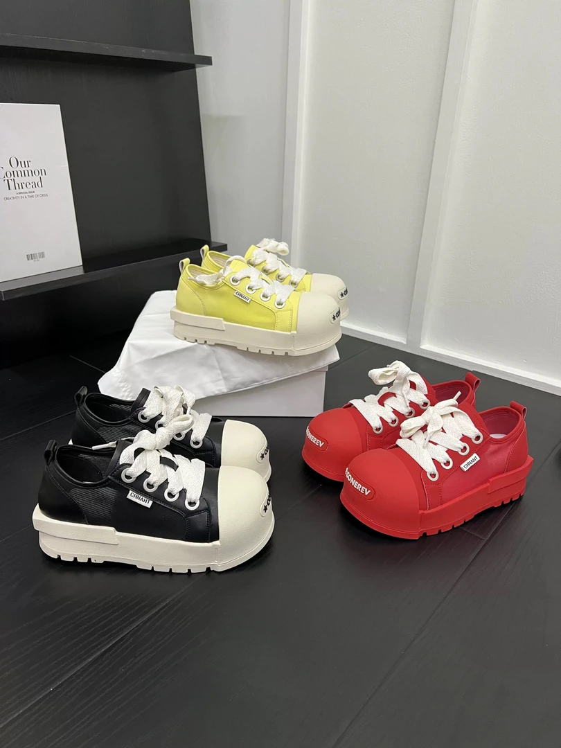 【ZYNR】贝壳头开口笑网纱透气休闲鞋板鞋德训鞋红色面包女鞋