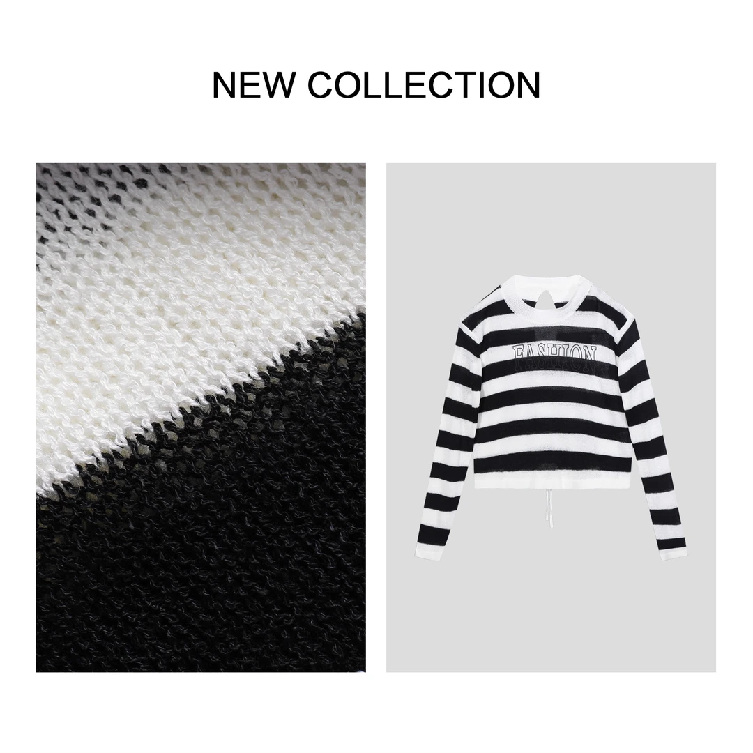 【龙哥专属】 X1F36032B 秋季潮搭黑白线衣