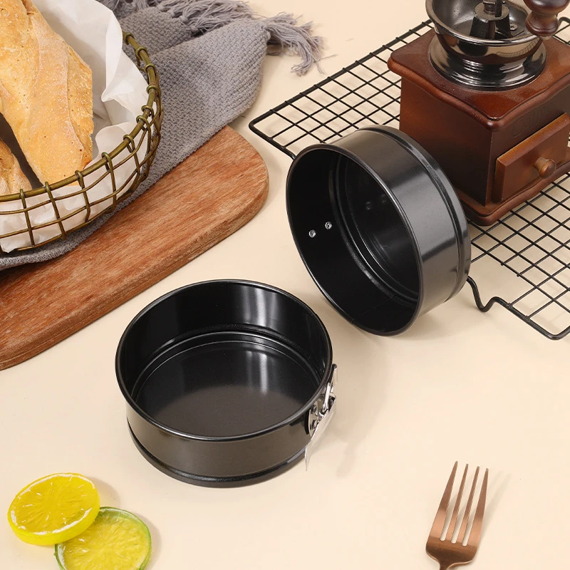 4寸不沾蛋糕模 圆形活底活扣蛋糕模具 碳钢戚风蛋糕工具 烘焙磨具