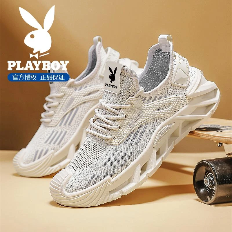 花花公子男鞋2025新款冬季透气网面飞织休闲运冬季网面透气运动鞋