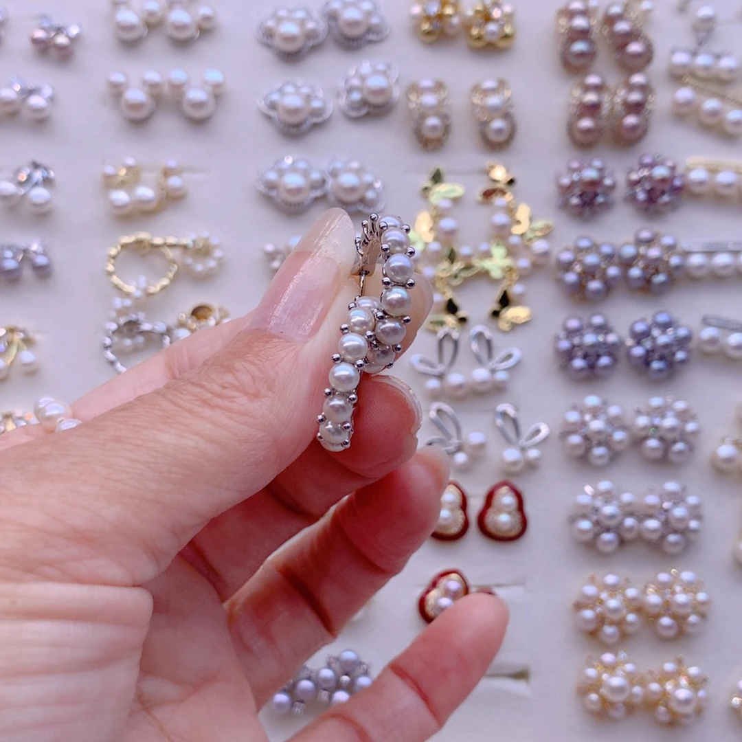 合金淡水珍珠耳饰