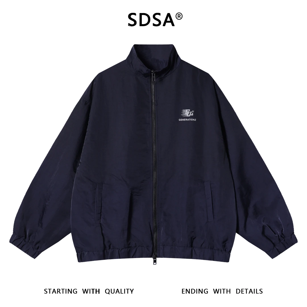 SDSA男士秋冬新款痞帅男装美式扎染印花字母拉链立领夹克外套百搭