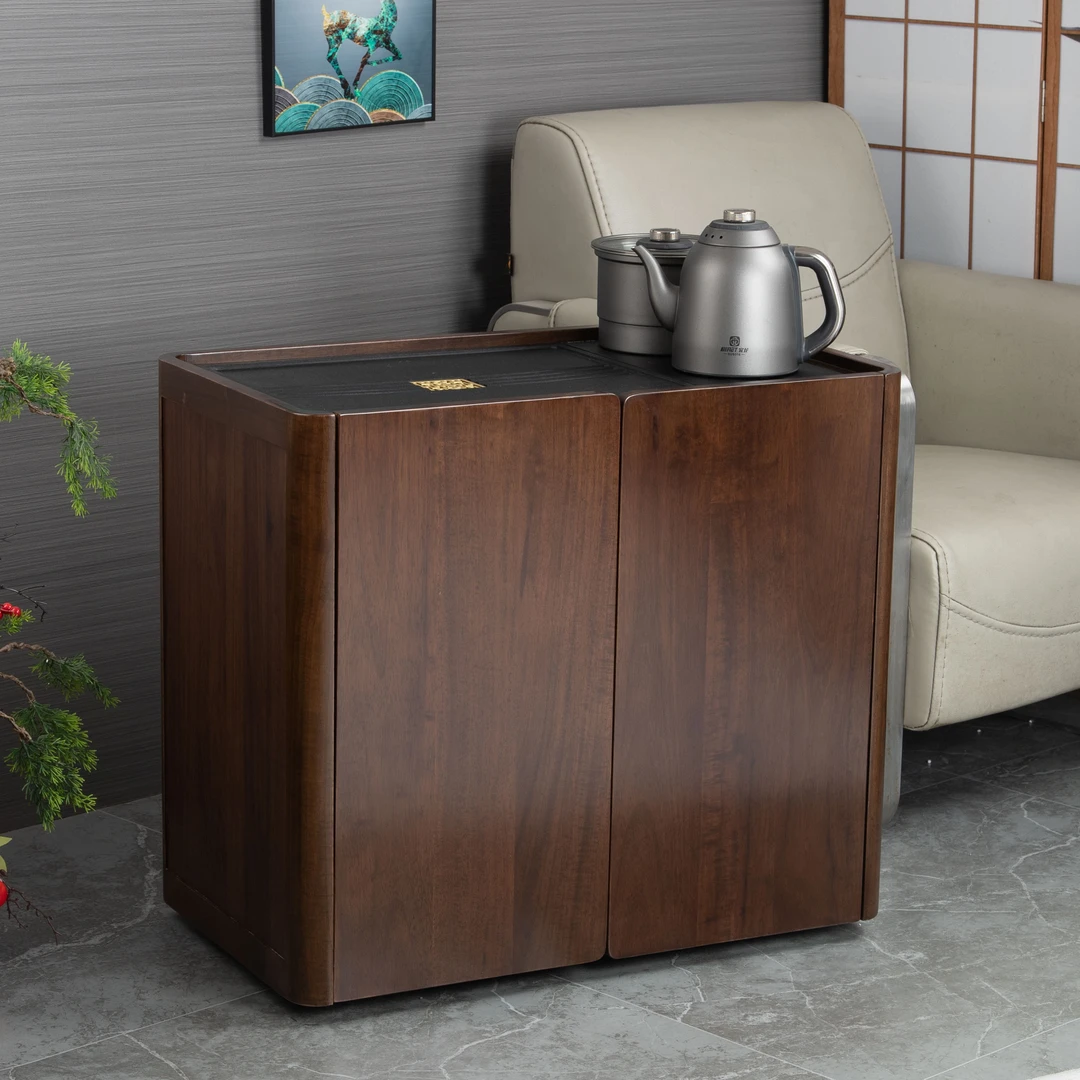 乌金木移动茶桌茶水柜客厅一体式茶台置物沙发边柜烧水壶一体家用