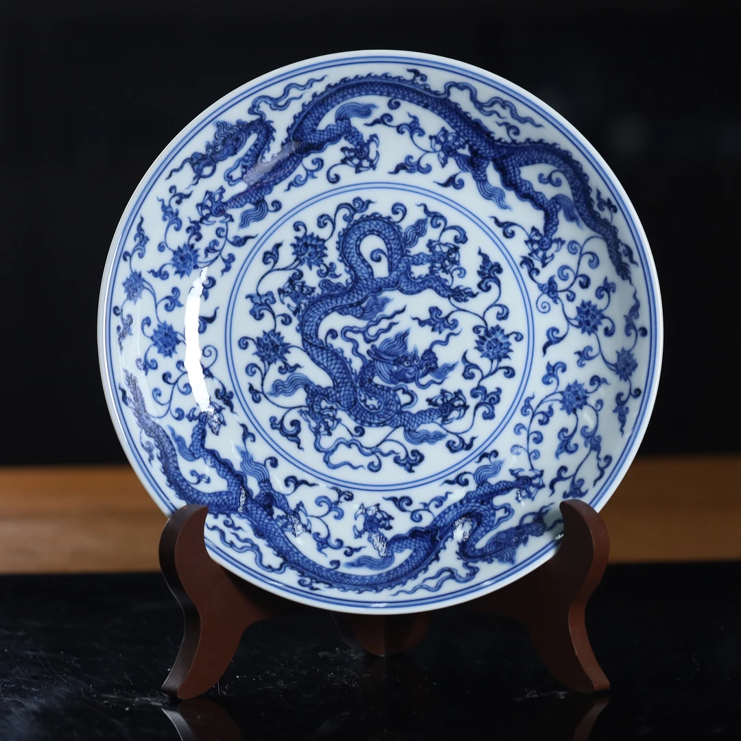 刘建锋窑青花仿明穿枝龙纹壶承