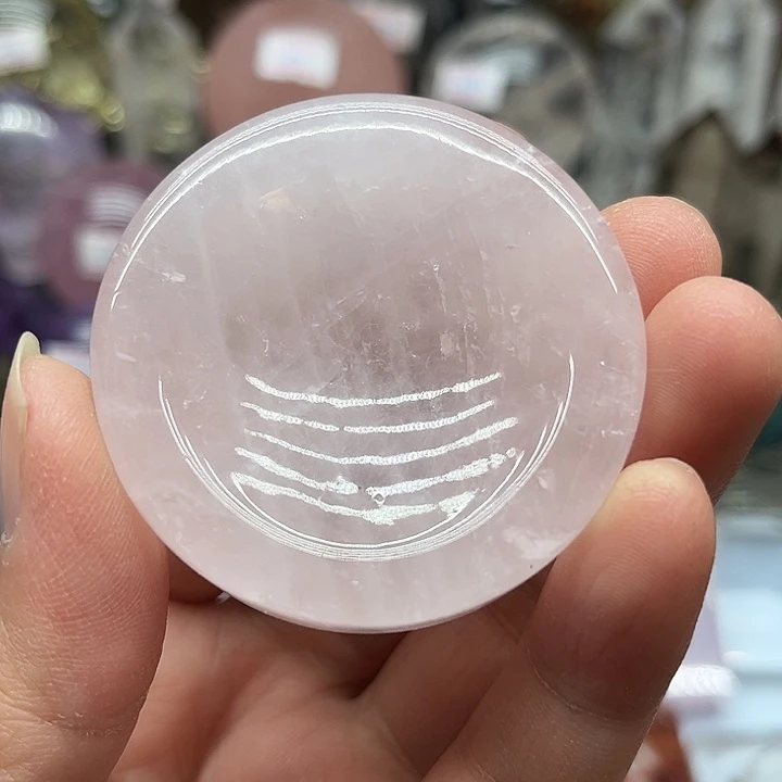 珠宝半成品水晶未镶嵌62克粉水晶盘
