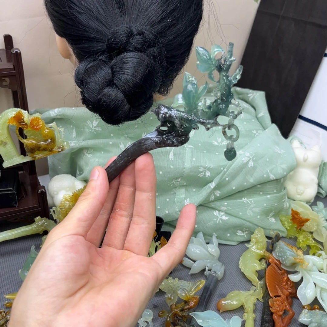 蛇纹石玉合金发饰