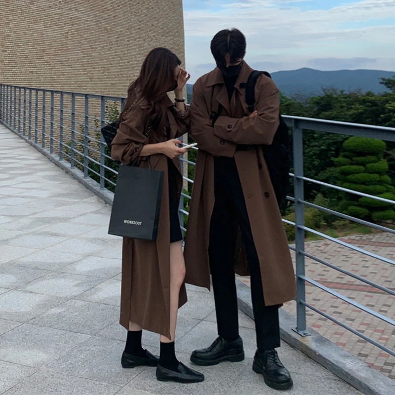 时尚纯色英伦风宽松型毛呢大衣西装领中长款冬季潮流春秋气质休闲