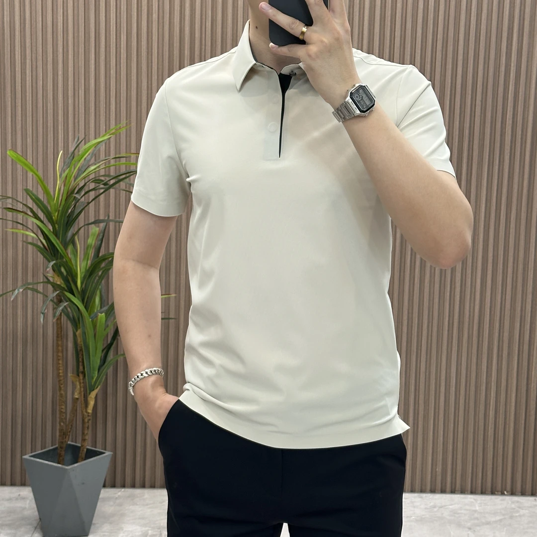 男士商务轻奢半袖polo修身男士polo衫短袖2025新款爆款冰丝