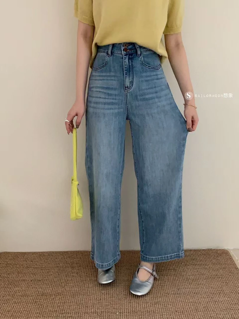 想象@33017 新款方口袋牛仔裤（s裤长97）