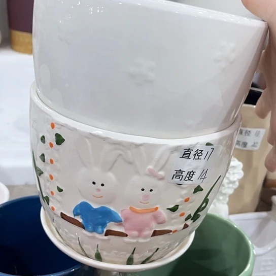 多肉绿植陶瓷花盆9.9包邮，有孔