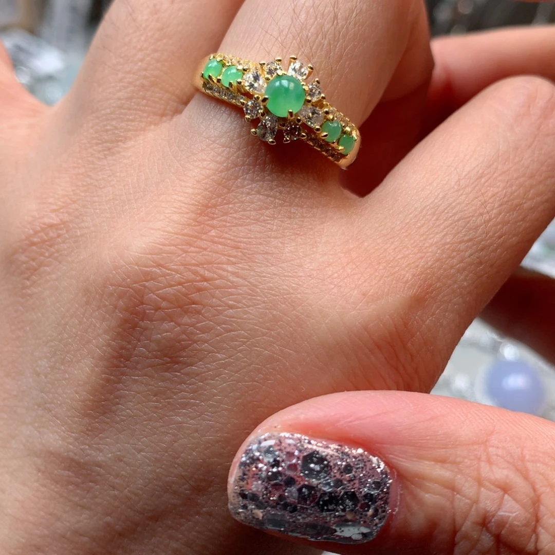 翡翠戒指银S925镶嵌戒指445