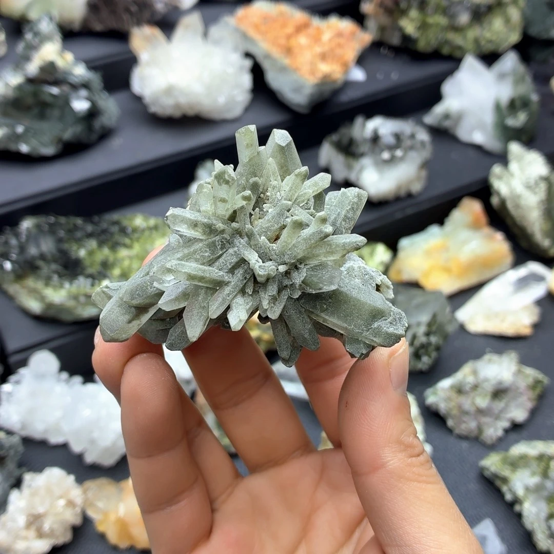 石材超美绿幽晶簇