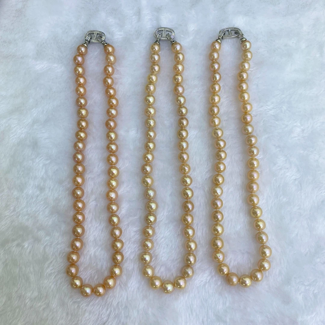 天然淡水【中国红】紫粉色珍珠项链9-11mm(多样性发货1条)