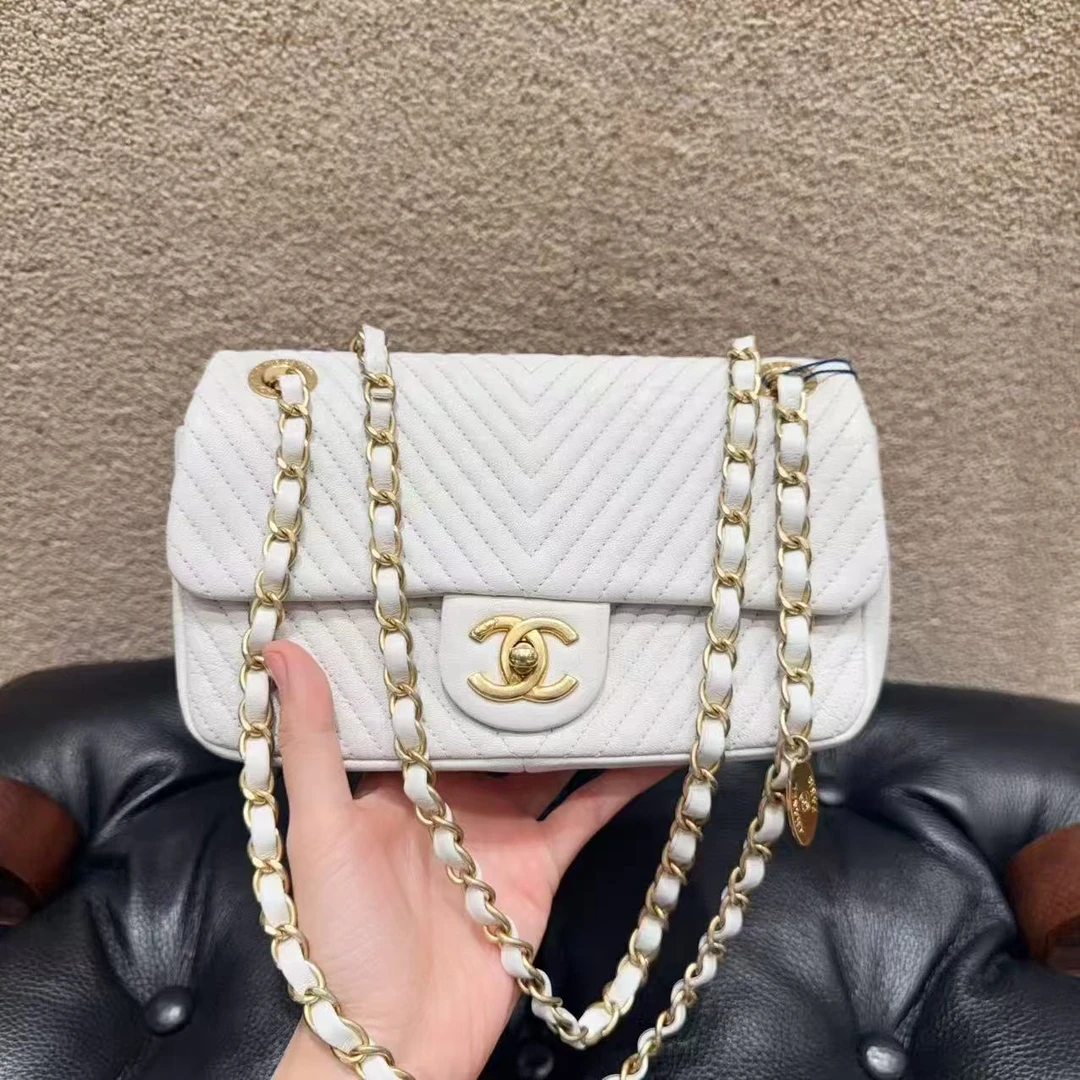 95新 Chanel/香奈儿 香奈儿奶白cf单肩包