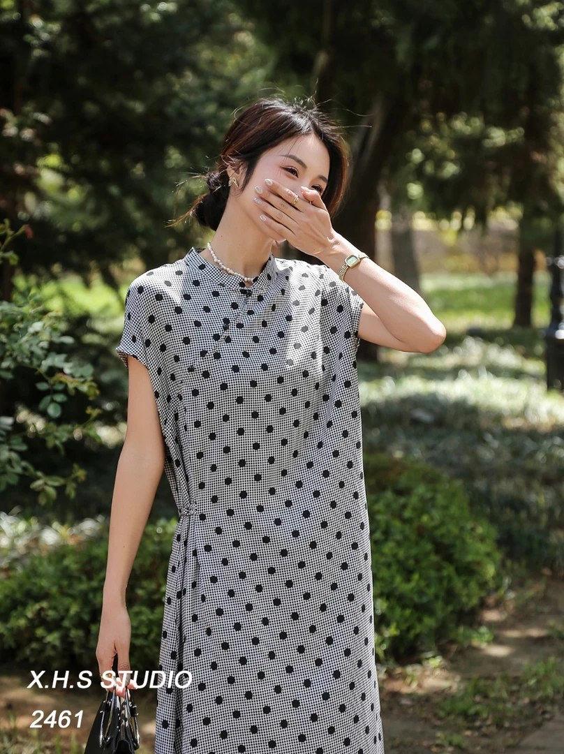 [碎花旗袍小众]2025初夏新款女舒适感休闲连衣裙