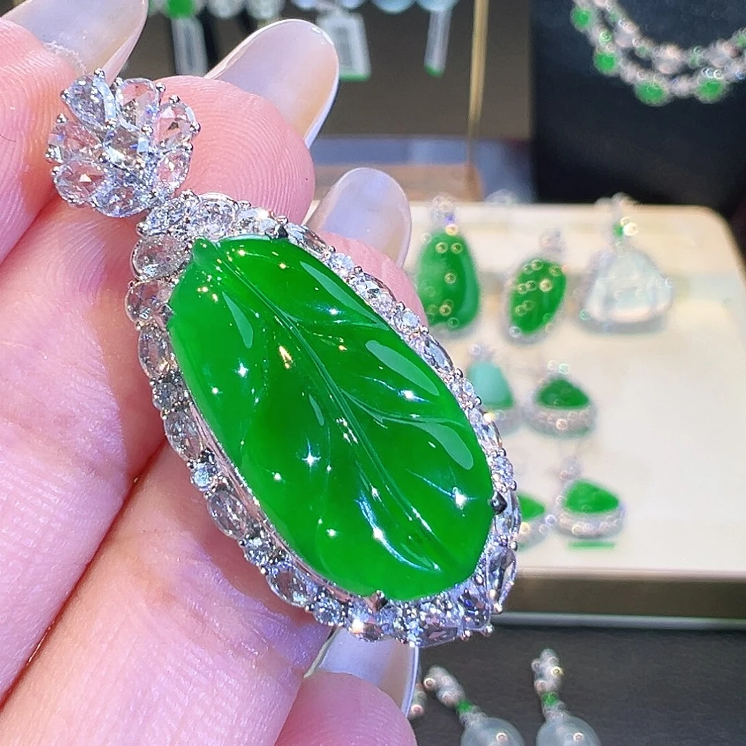 翡翠18K金镶嵌吊坠(不含链)翡翠