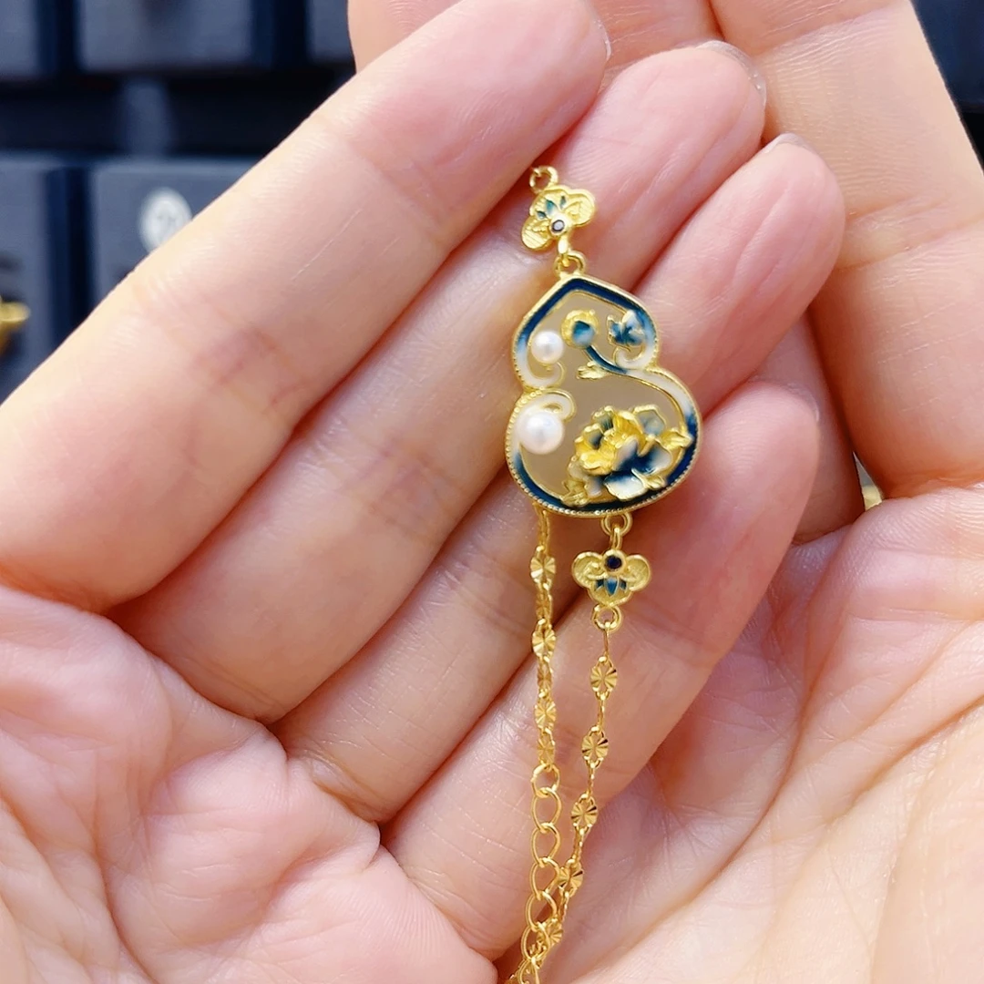 和田玉银S925镀金镶嵌手链