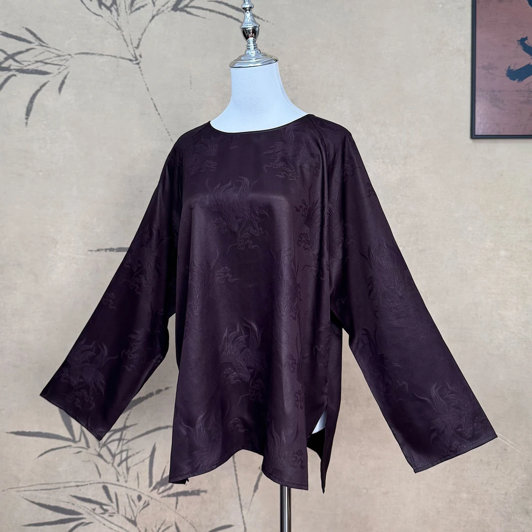 【卷卷新中式】“鸳鸯锦鲤”稀有色红云缎双穿极简上衣