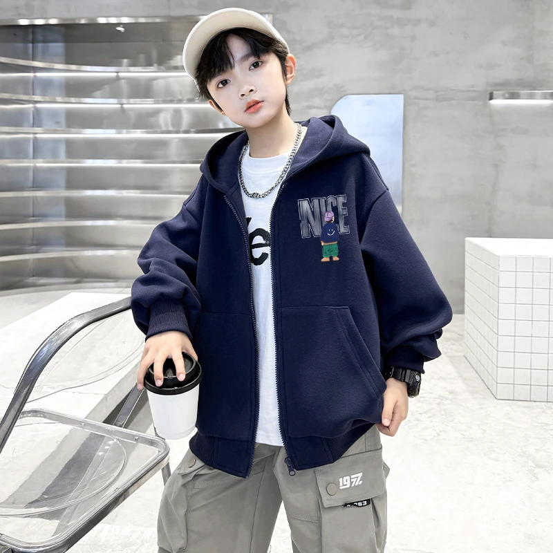 儿童秋款连帽卫衣2025男童时髦薄款外套新款洋气小孩休闲外穿上衣