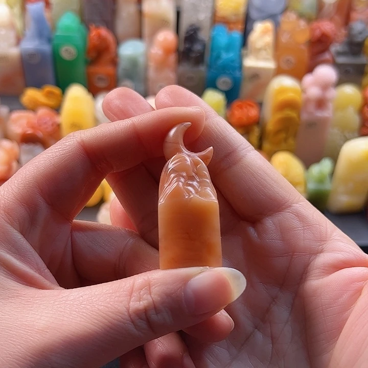 老挝石印石手工定制1.8厘米，月亮，包刻字