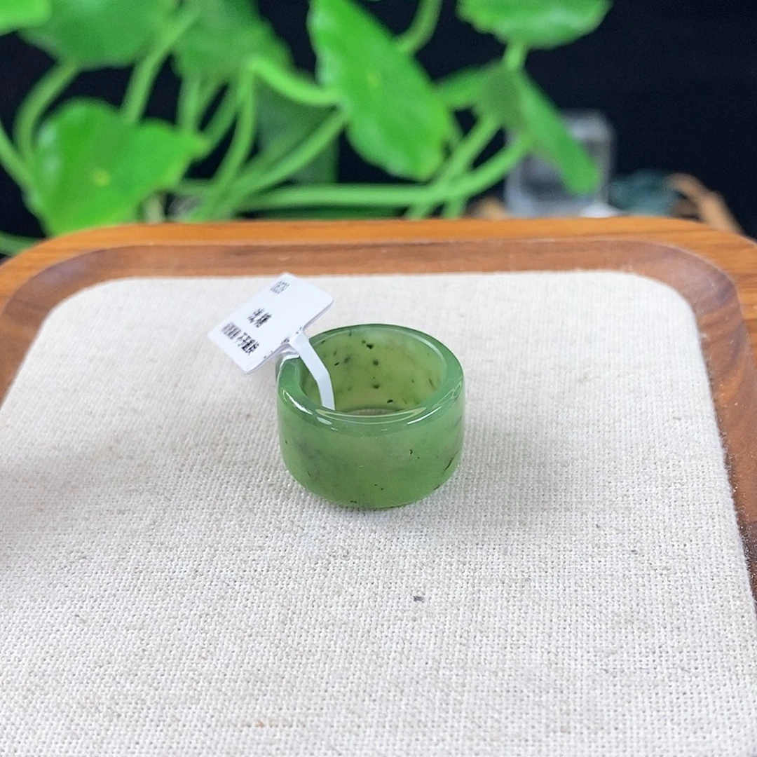 和田玉戒指未镶嵌B71猕猴桃圆切16.1不退换