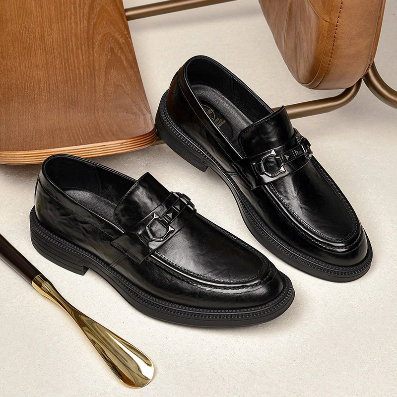 1719男士新款一脚蹬潮流商务休闲软底软面英伦风时尚百搭乐福鞋男