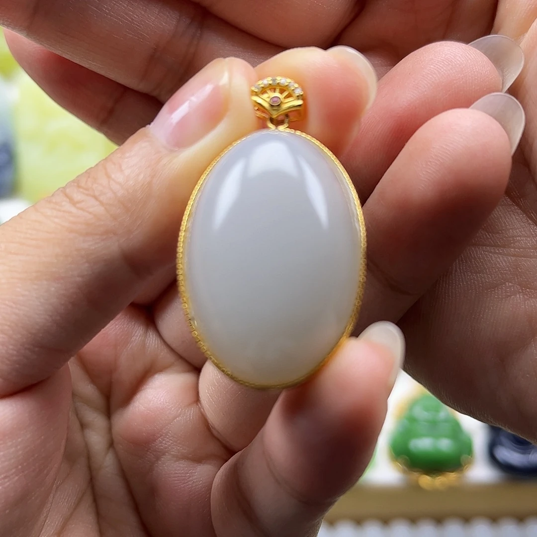 和田玉银S925镶嵌颈饰