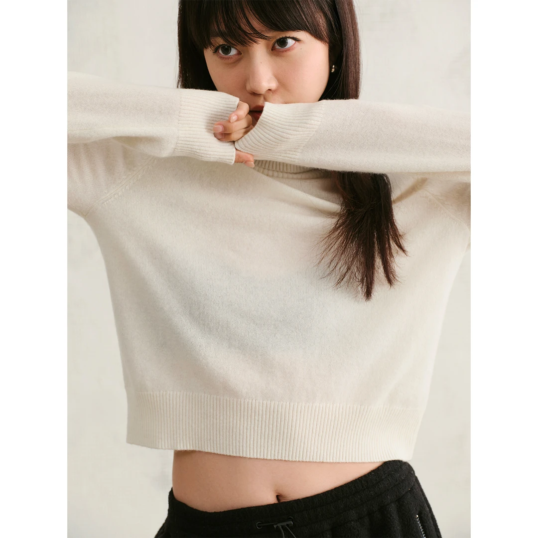 LRAM优质纯山羊绒双股26支纱线织造柔软轻肤保暖透气高领毛衣