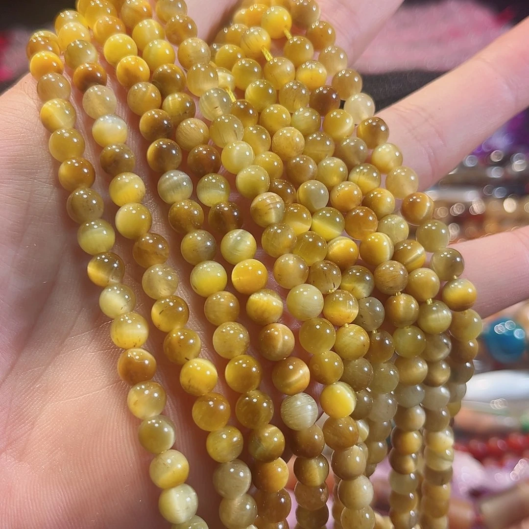 玛瑙/玉髓合金珠宝半成品A货金虎眼一条6mm