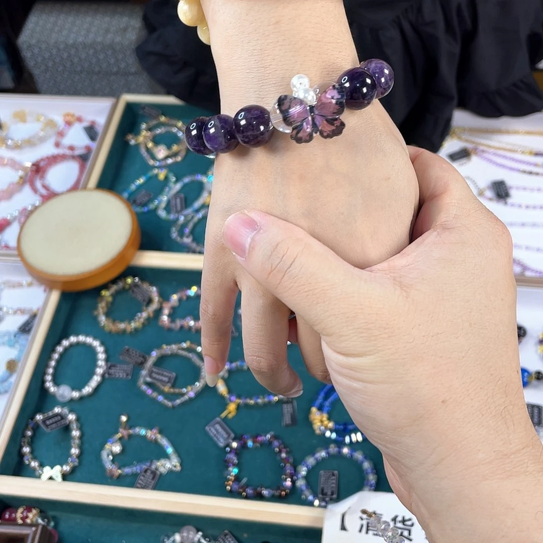 水晶手链银S925镀金镶嵌