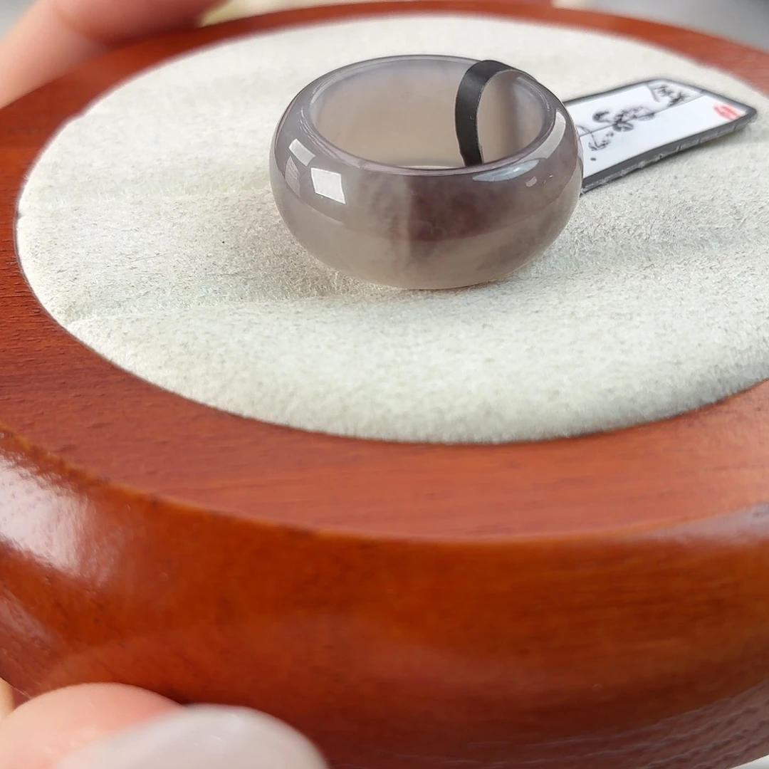 和田玉未镶嵌戒指r46一口紫轮胎17.2