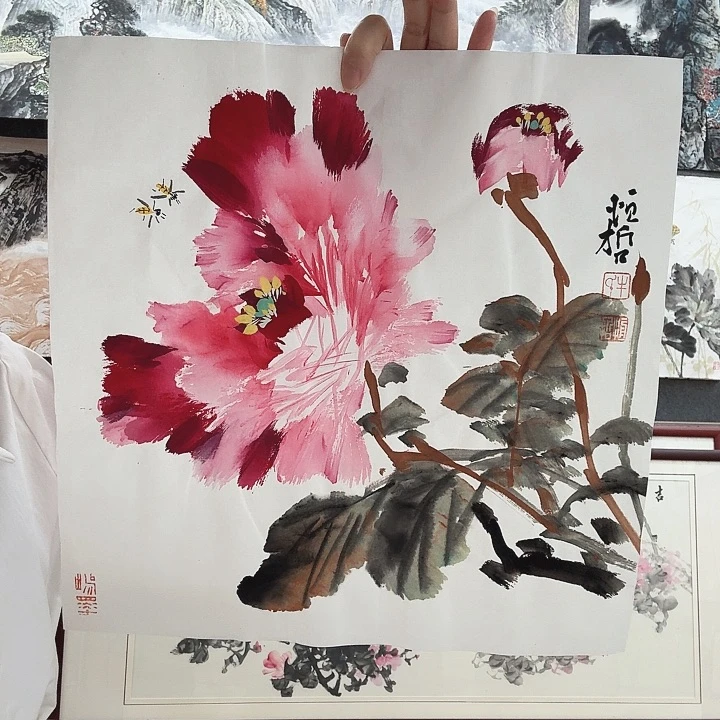 书法富贵花开一平尺作品