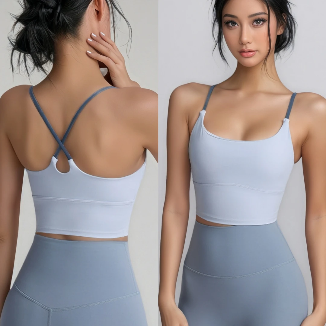 撞色吊带瑜伽背心女百搭外穿健身美背运动内衣打底文胸bra瑜伽服