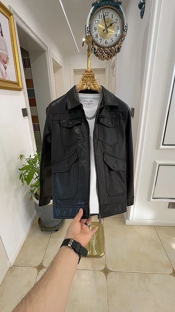 2025早春新款外套男休闲外套百搭男款皮夹克春秋款新款褂子6612