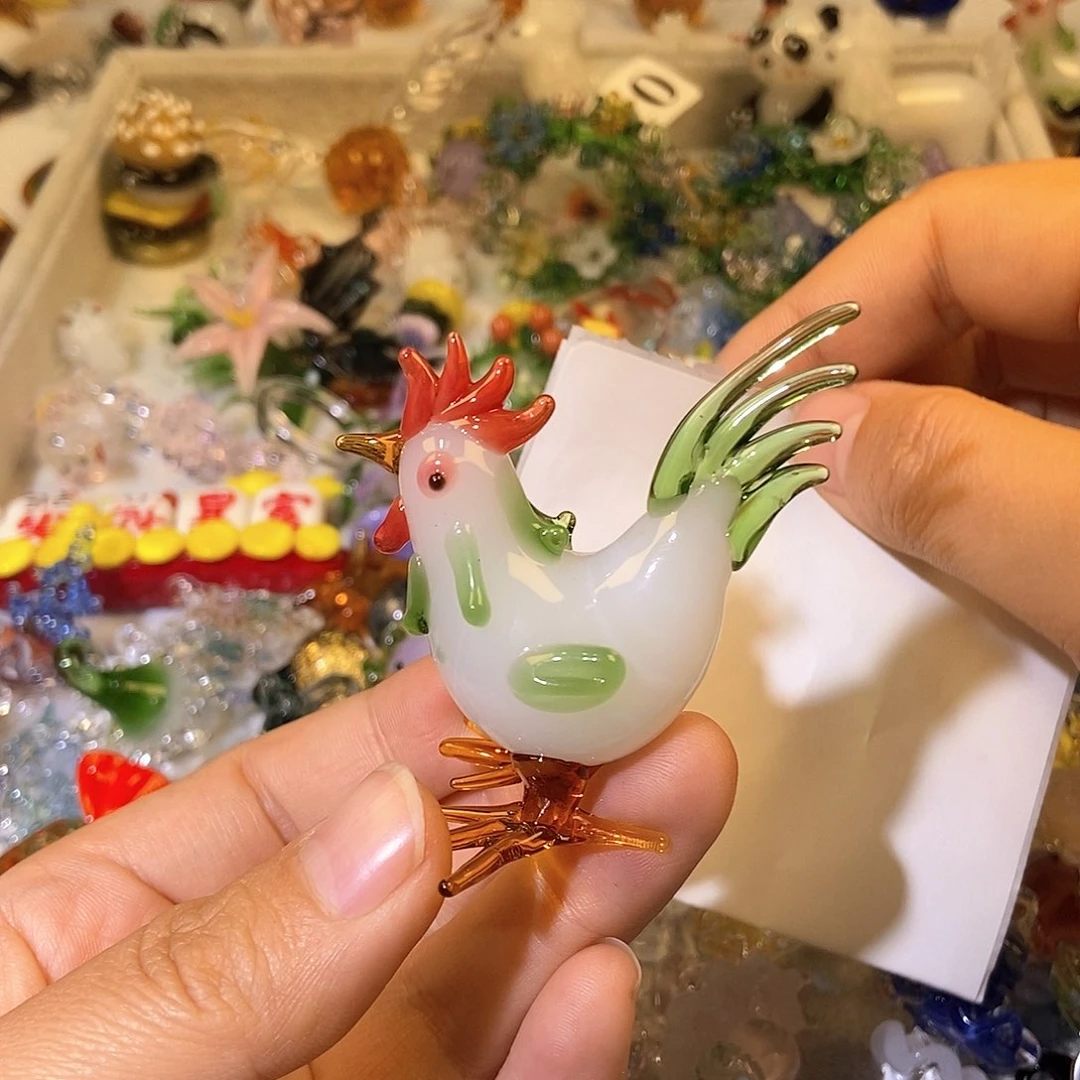 琉璃手工艺品白玉鸡