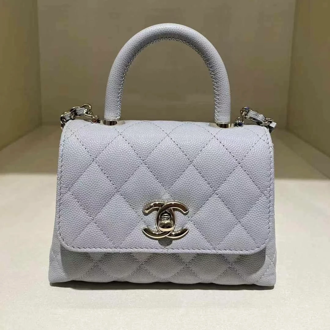 全新未使用 Chanel/香奈儿 25P 灰金cocohandle nano手柄斜挎包