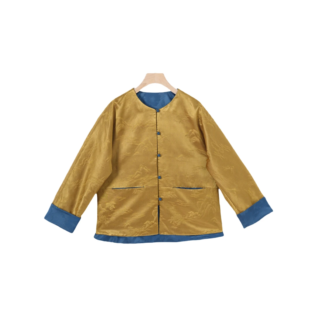 【可歆】桑蚕丝中国风气质复古休闲时尚长袖棉衣2412883