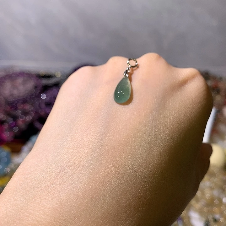 翡翠银S925镶嵌颈饰心**不返运费