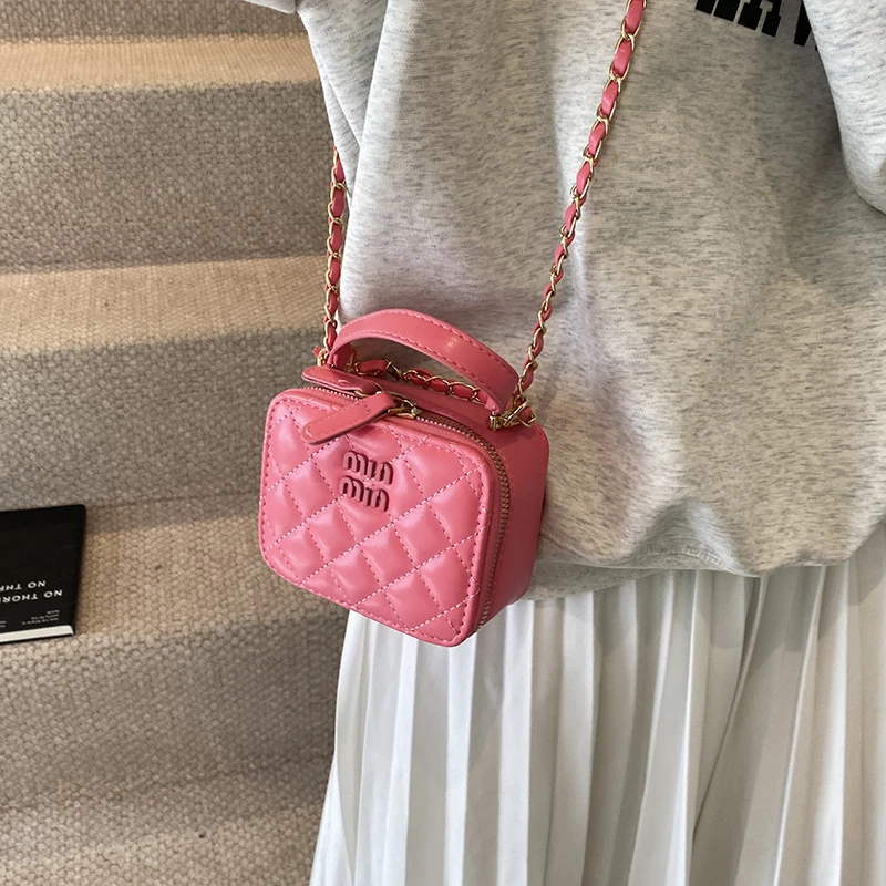 小香风菱格手提包高级感外贸出口箱子包2025新亲子穿搭包跨境童包