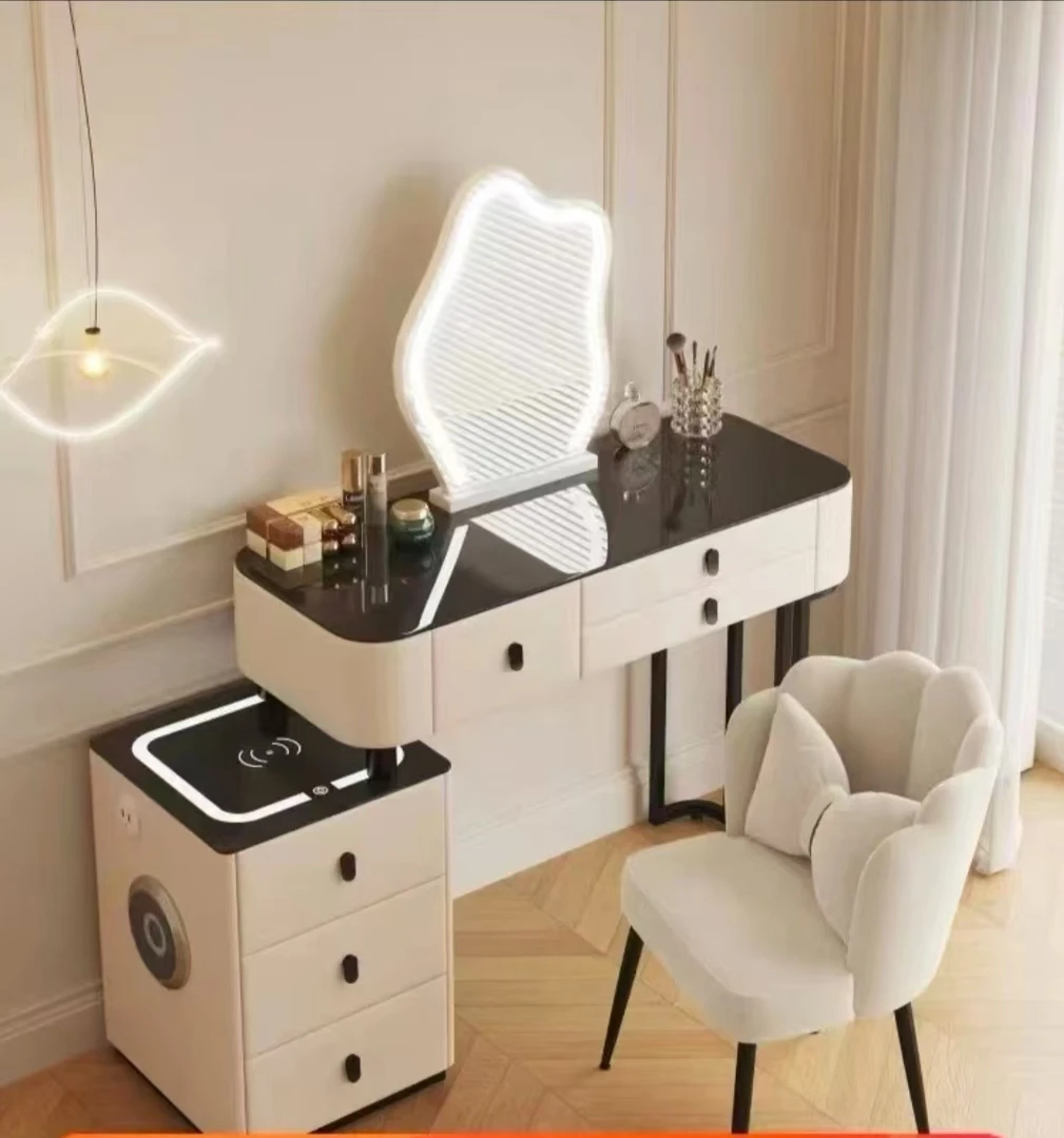 轻奢无线充电可伸缩多功能梳妆台家用化妆台储物桌子简约化妆桌