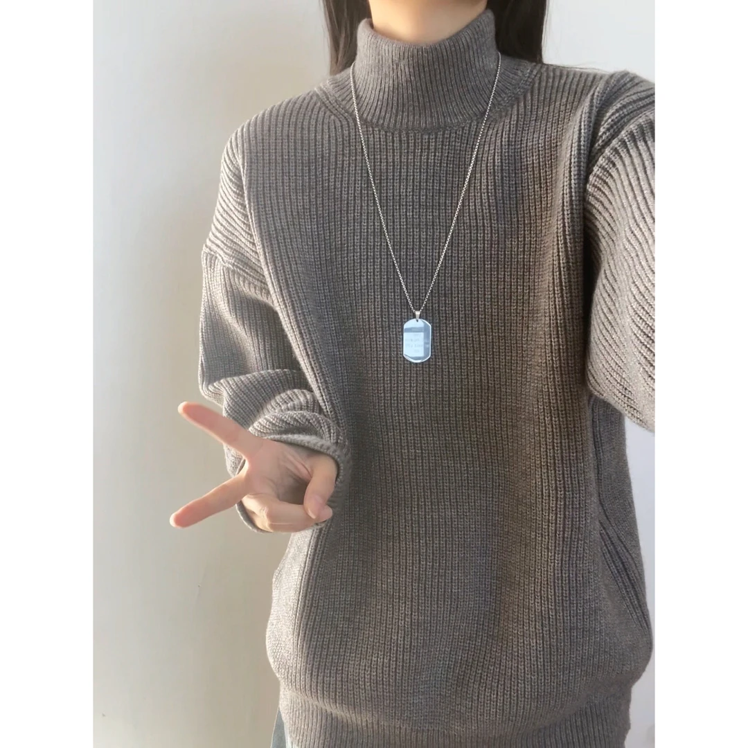 纯色高领毛衣男士秋冬季潮流百搭宽松打底针织衫加厚保暖内搭线衣